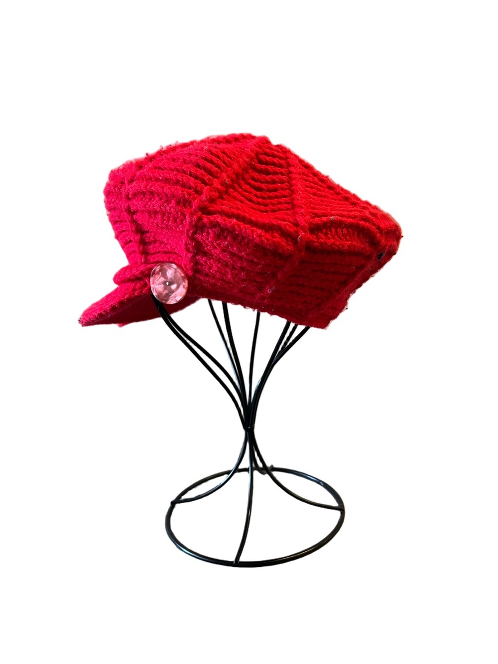 Vintage Hand Knit Cabbie NewsBoy Baker Boy Hat